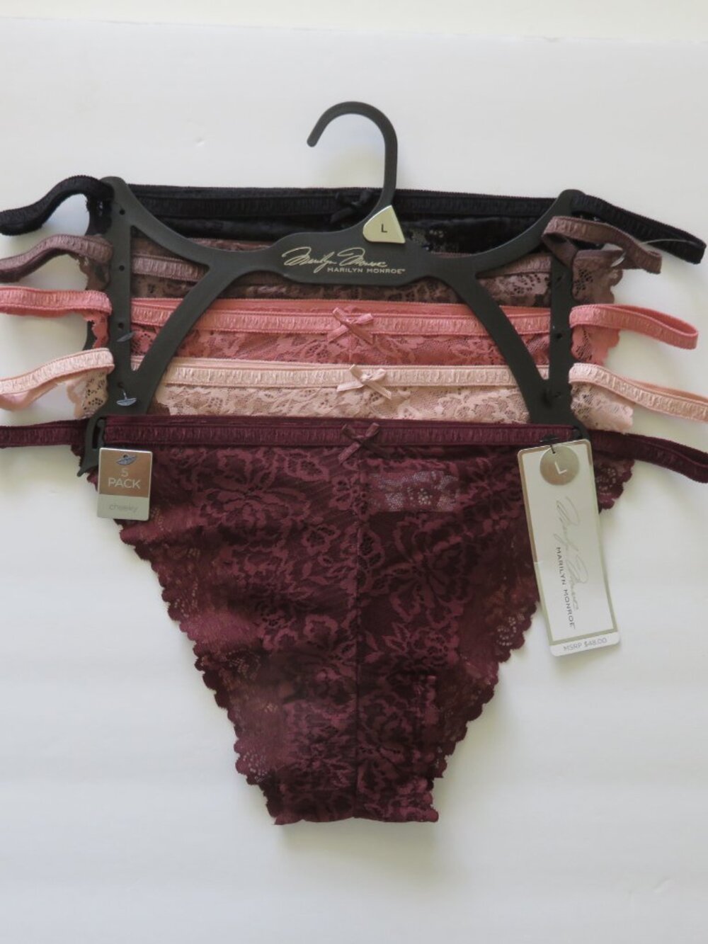 (#137) Marilyn Monroe Lace Cheeky underwear panties 5-pairs size L